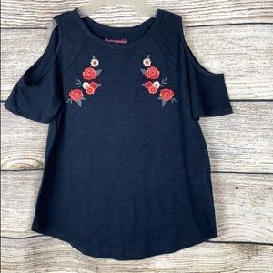 Abercrombie kids cold shoulder embroidered top